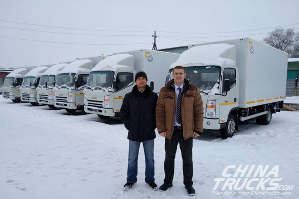 JAC Held Handover of 6 trucks in Russia Kracnoyarck