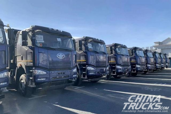 10 Units FAW Jiefang Self-dumping Trucks Delivered to Russia for Operation