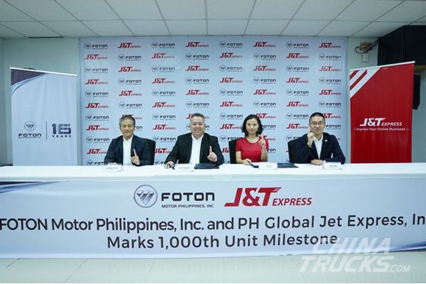 Philippines J&T Express Marks 1000 FOTON Trucks in Its Fleet